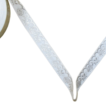 Scalloped jacquard ribbon 20mm / 1m / white