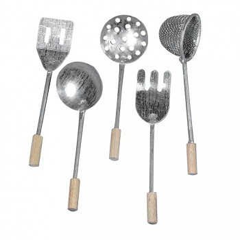 Metallic/wooden kitchen utensils 8cm