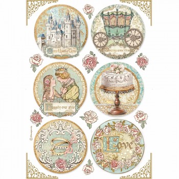 Ryžový papier na decoupage A4 / Sleeping Beauty Rounds