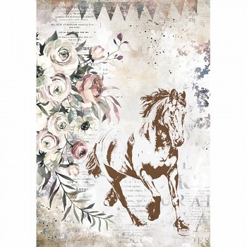 Rýžový papír na A4 / Romantic Horses Running Horse
