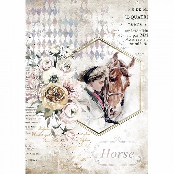 Ryžový papier na decoupage A4 / Romantic Horses Lady Frame