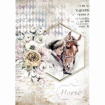 Reispapier A4 / Romantic Horses Lady Frame