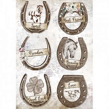 Papier ryżowy decoupage A4 / Romantic Horses Horseshoes