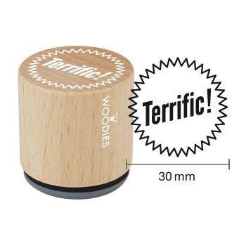 Drewniane Stamp / Terrific! / 3cm 