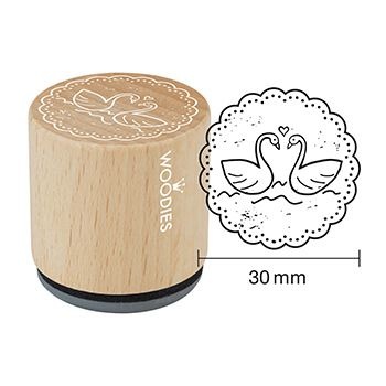 Wooden Stamp / Swans / 3cm 
