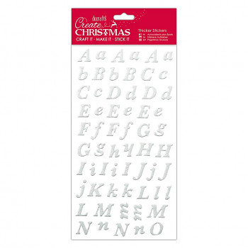 Naklejki - 3D / Christmas Alphabet Silver Glitter