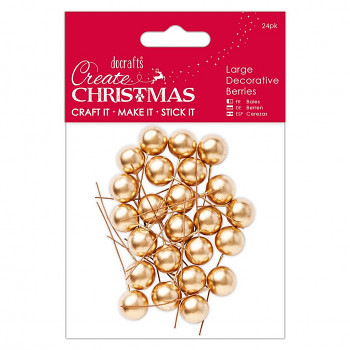 Large Decorative Berries Gold (24pcs)