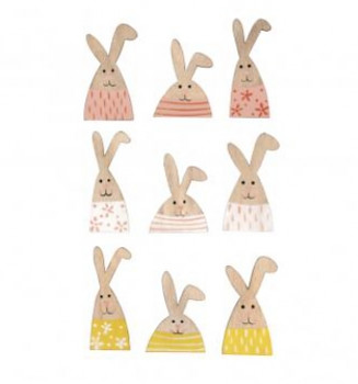 Drewniany ornament / rabbit / 4,8-6cm / 9szt 