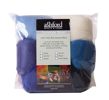Corriedale sliver pack 7 colour Winter