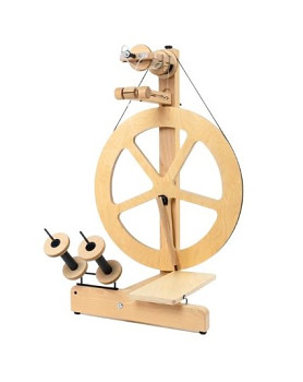 Spinning Wheel S10 Concept, Scotch Tension, single treadle, slider flyer, 5 spoke wheel