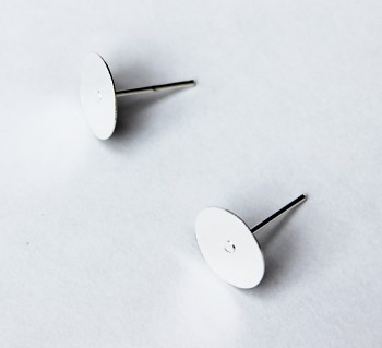 Ear-studs without nickel / 10pcs / 10mm / platinum