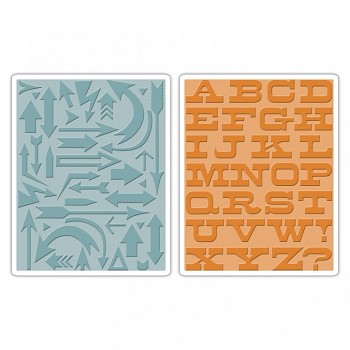 Sizzix Texture Fades Embossing Folders 2PK - Arrows & Boardwalk Set