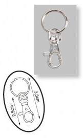 Hook clasp with ring 3.5cm silver