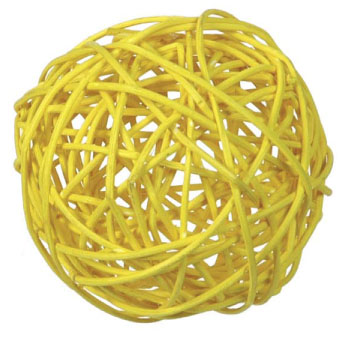 Rattan ball 8 cm / 3 pcs / yellow