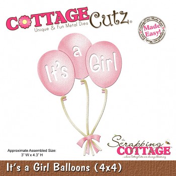 CottageCutz It's a Girl Balloons (4x4)