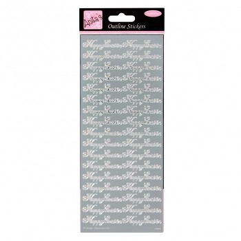Outline Stickers / Happy Easter Repeated Text / Silver